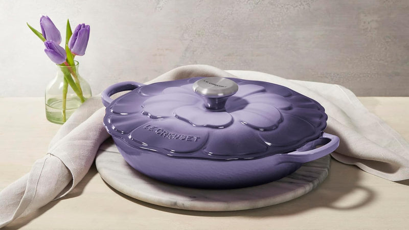Le Creuset 2 1/4 Qt. Enameled Cast Iron Signature Petal Braiser w/Stainless Steel Knob - Provence