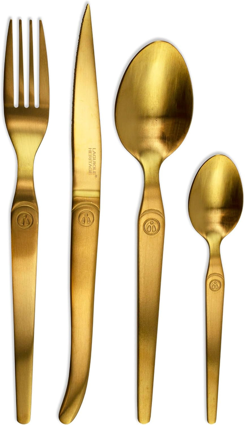 TB Laguiole Intuition 16 Pc. Flatware Set - Matte Gold