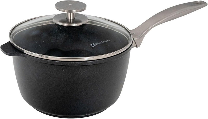 Swiss Diamond - 3.2 Qt. CHD Nonstick Saucepan w/Glass Lid