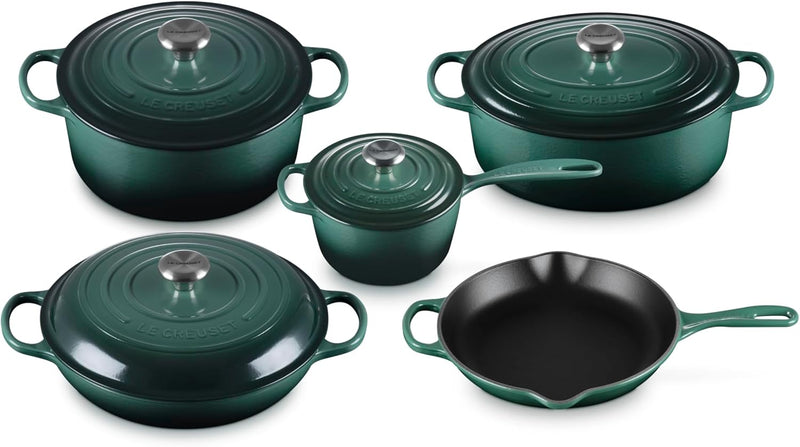 Le Creuset 9-Piece Signature Enameled Cast Iron Cookware Set w/Stainless Steel Knob - Artichaut