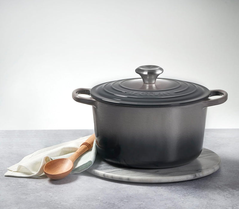Le Creuset 6 1/2 Qt. Enameled Cast Iron Signature Deep Round Dutch Oven w/Light Gold Knob - Riviera