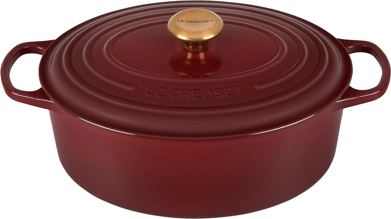 Le Creuset 6 3/4 Qt. Signature Oval Dutch Oven w/Gold Knob - Rhone