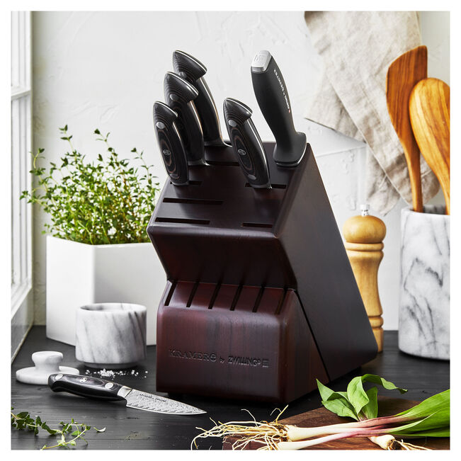 Henckels Zwilling Kramer Euroline Stainless Damascus - 7 Pc. Knife Block Set, Brown