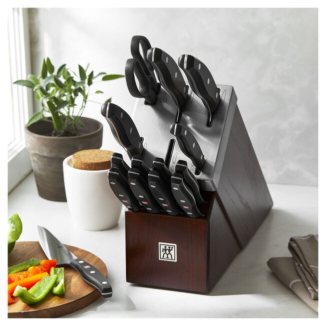 Henckels Zwilling Twin Signature - 15 Pc. Self-Sharpening Knife Block Set, Brown Ash
