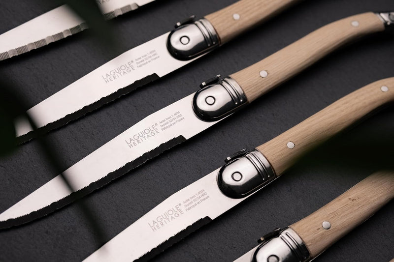 TB Laguiole Heritage 6 Pc. Steak Knife Set - Light Wood Handle