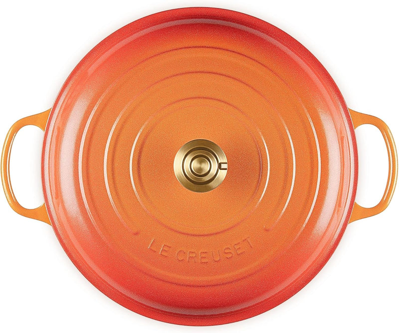 Le Creuset 5 Qt. Enameled Cast Iron Signature Braiser w/Crucible Knob - Flamme Doree