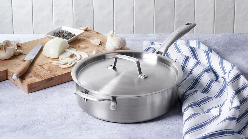 Le Creuset 4 1/2 Qt. Essential Stainless Steel Saute Pan w/Lid