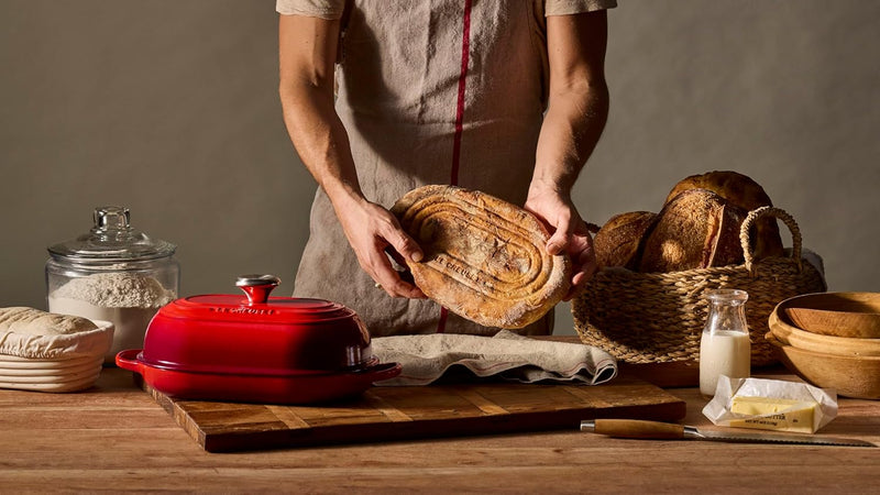 Le Creuset 11 1/2" / 1.5 Qt. Signature Enameled Cast Iron Oval Bread Oven - Cerise