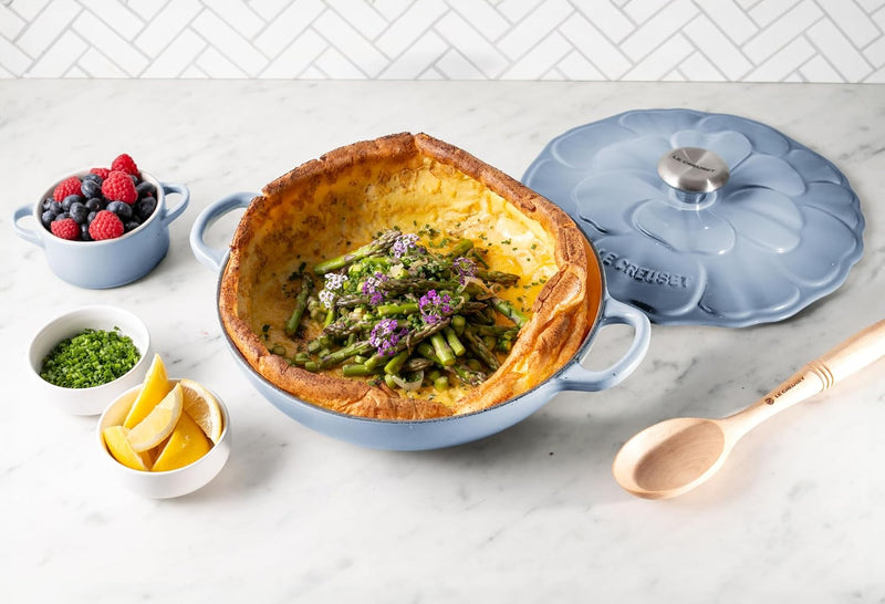 Le Creuset 2 1/4 Qt. Enameled Cast Iron Signature Petal Braiser w/Stainless Steel Knob - Costal Blue