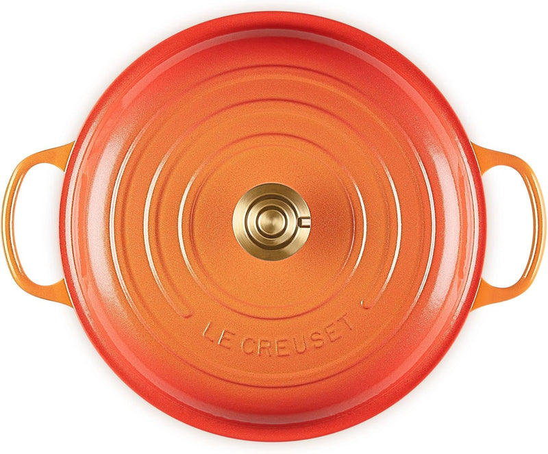 Le Creuset 3 1/2 Qt. Enameled Cast Iron Signature Braiser w/Crucible Knob - Flamme Doree