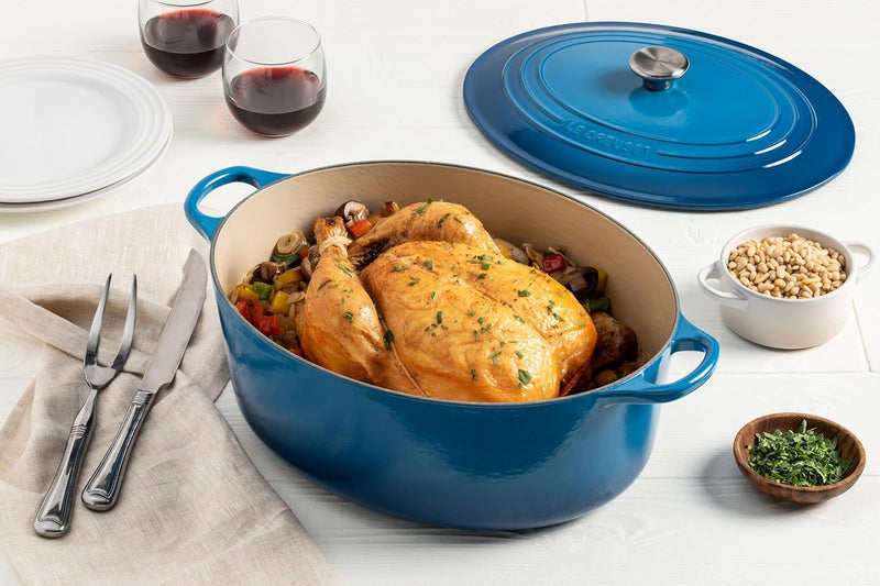 Le Creuset 8 Qt. Signature Oval Dutch Oven w/Stainless Steel Knob - Sea Salt