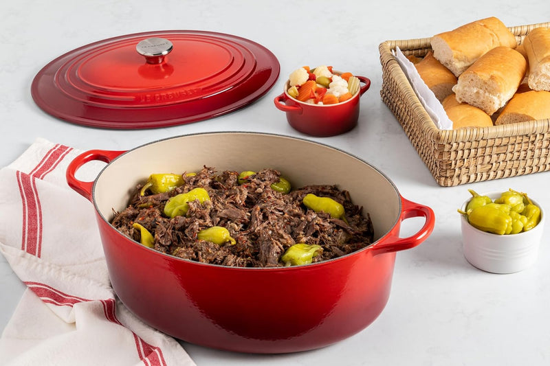 Le Creuset 8 Qt. Signature Oval Dutch Oven w/Stainless Steel Knob - Cerise