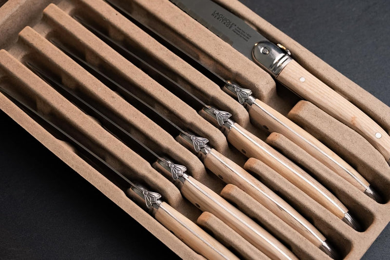 TB Laguiole Heritage 6 Pc. Steak Knife Set - Light Wood Handle