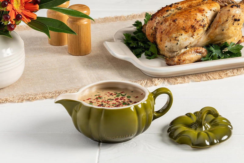 Le Creuset 14 oz. Pumpkin Gravy Boat w/Lid - Persimmon
