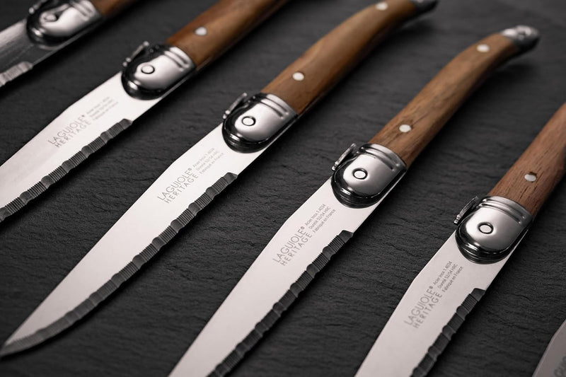 TB Laguiole Heritage 6 Pc. Steak Knife Set - Dark Wood Handle