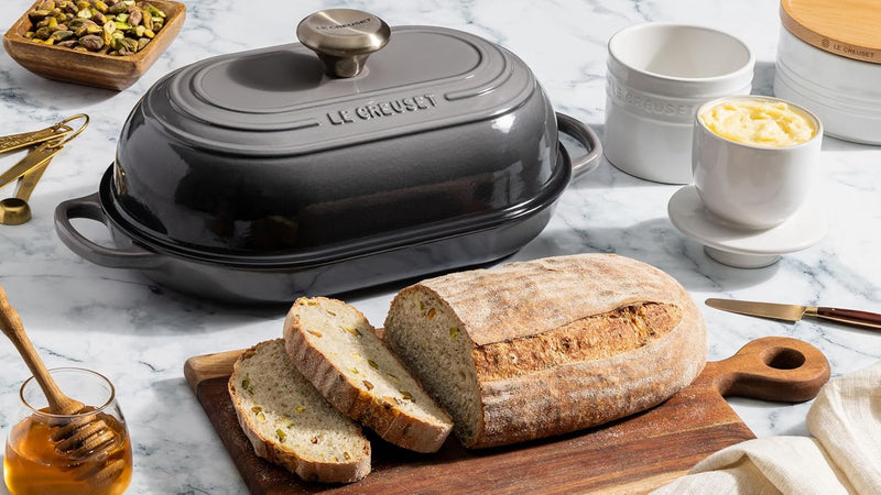Le Creuset 11 1/2" / 1.5 Qt. Signature Enameled Cast Iron Oval Bread Oven - Oyster