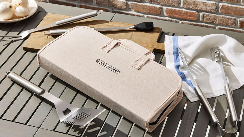 Le Creuset 5-Piece Outdoor Grilling Tools Set w/Carry Bag - Ecru
