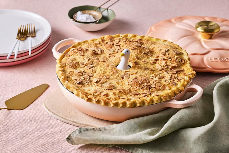 Le Creuset 2 1/4 Qt. Enameled Cast Iron Signature Petal Braiser w/Light Gold Knob - Peche