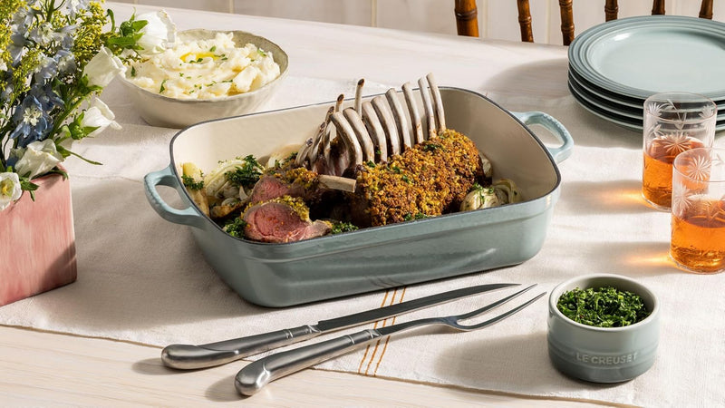 Le Creuset 5 1/4 Qt. (10" x 15 3/4") Signature Rectangular Roaster - Sea Salt