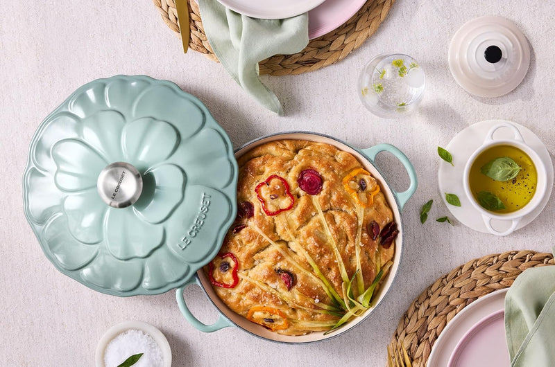 Le Creuset 2 1/4 Qt. Enameled Cast Iron Signature Petal Braiser w/Stainless Steel Knob - Sea Salt