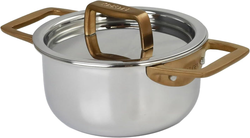 Cristel Castel'Pro Mini Collection - .70 Qt. Mini Stewpan w/Antique Brass Side Handles
