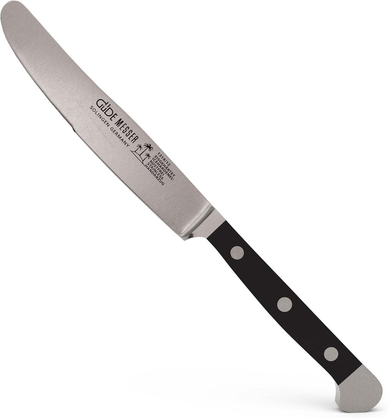 Güde Alpha Series - 5" Forged Double Bolster Table Knife, Black Hostaform Handle
