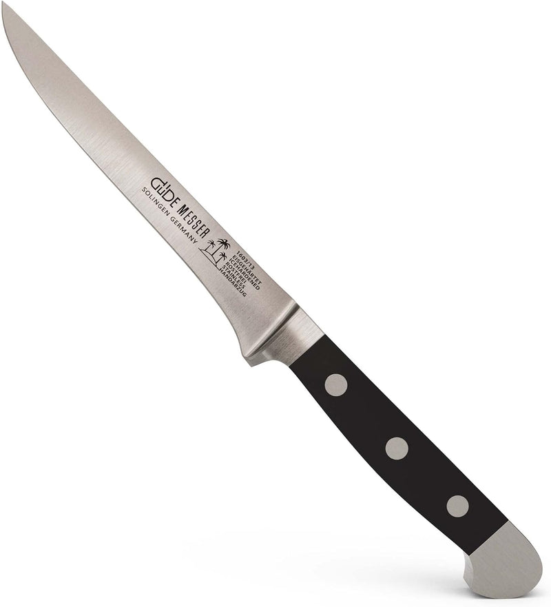 Güde Alpha Series - 5" Forged Double Bolster Boning Knife, Black Hostaform Handle
