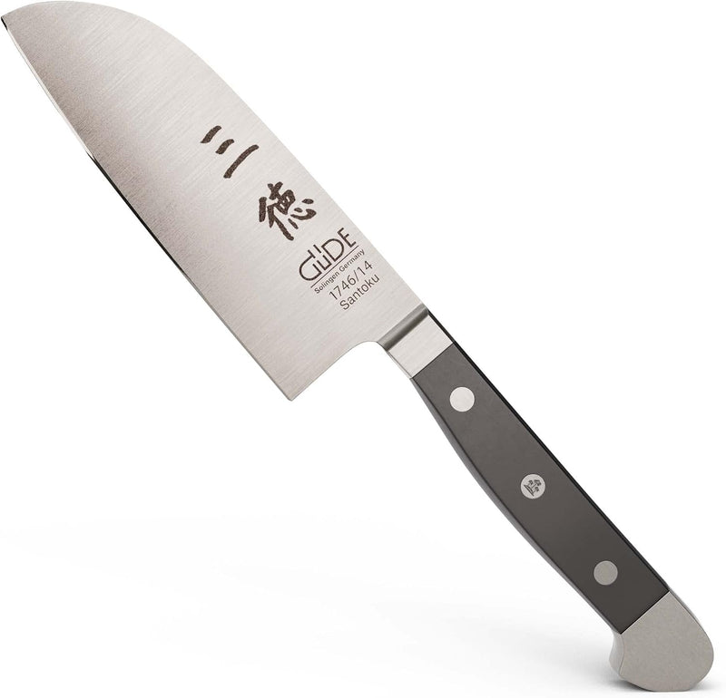 Güde Alpha Series - 5" Forged Double Bolster Santoku Knife, Black Hostaform Handle