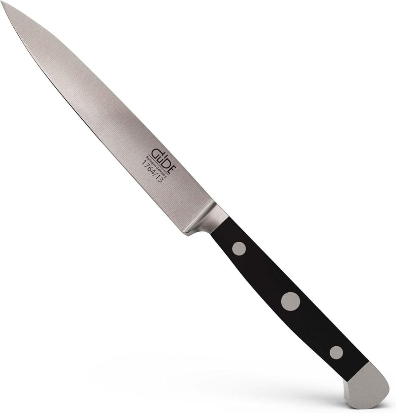 Güde Alpha Series - 5" Forged Double Bolster Paring Knife, Black Hostaform Handle