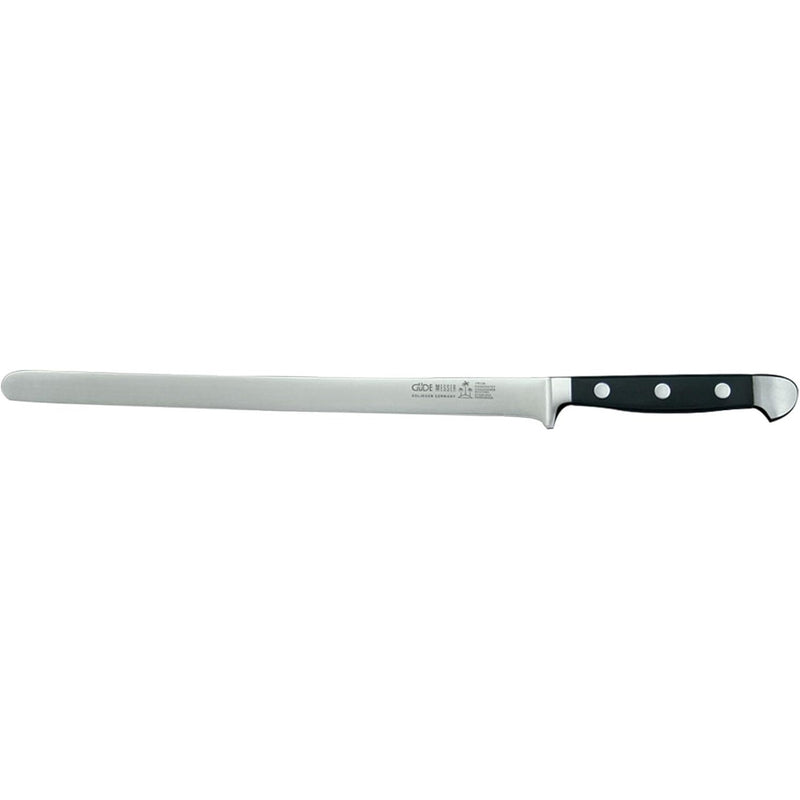 Güde Alpha Series - 10" Forged Double Bolster Salmon Slicer Knife, Black Hostaform Handle