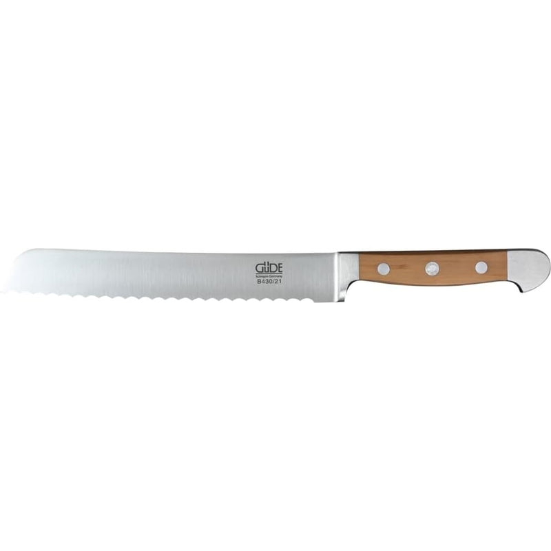 Güde Alpha Pear Series - 8" Forged Double Bolster Bread Knife, Pear Wood Handle
