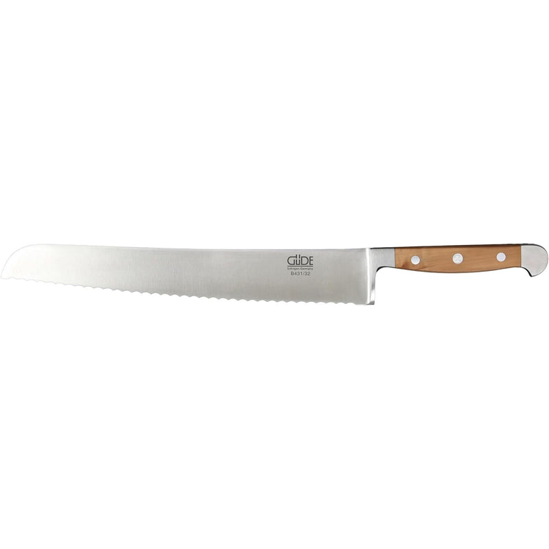 Güde Alpha Pear Series - 12 1/2" Forged Double Bolster Bread Knife, Pear Wood Handle