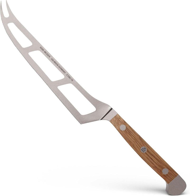 Güde Alpha Barrel Oak Series - 6" Forged Double Bolster Cheese Knife, Oak Wood Handle