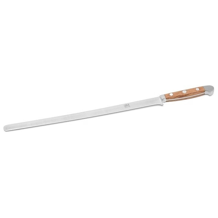 Güde Alpha Barrel Oak Series - 12" Forged Double Bolster Salmon Slicer, Oak Wood Handle