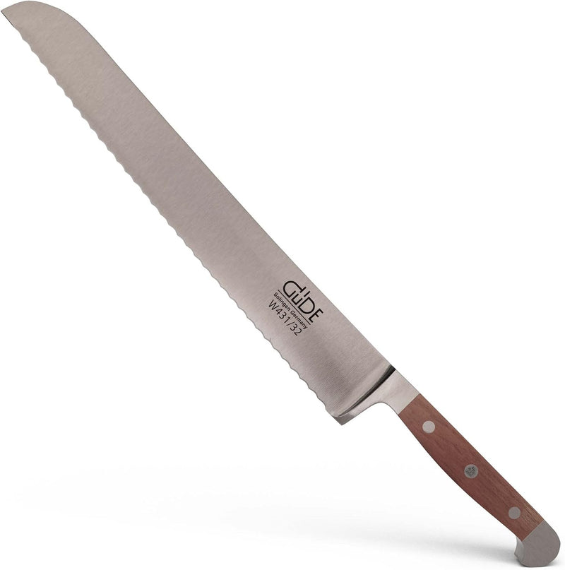 Güde Alpha Walnut Series - 12 1/2" Forged Double Bolster "Franz Güde" Bread Knife, Walnut Wood Handle