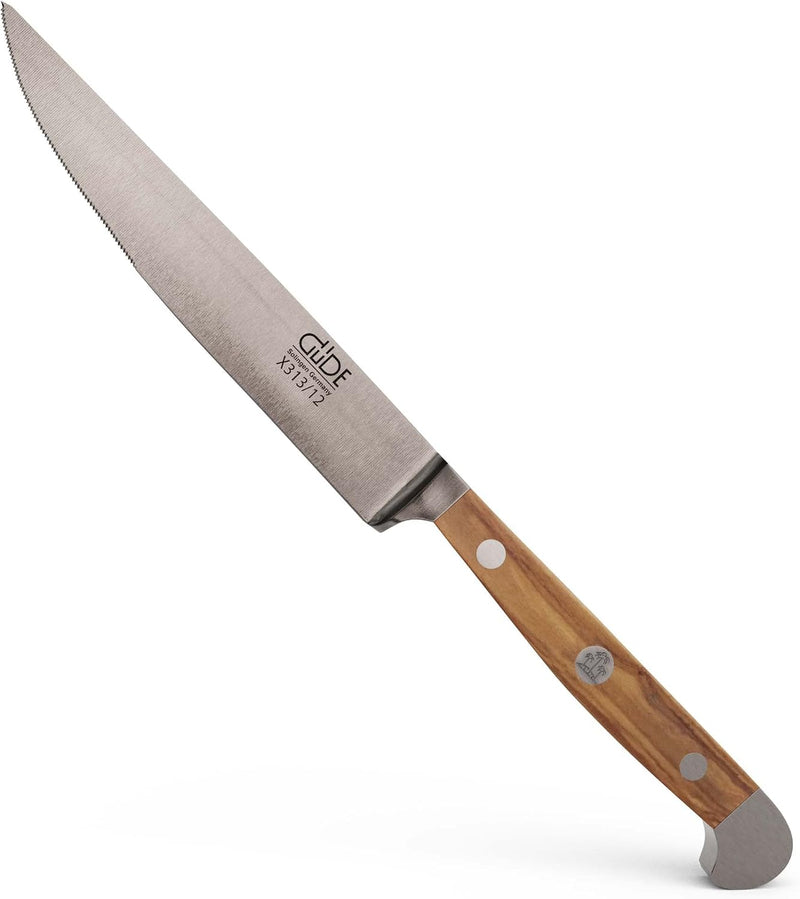 Güde Alpha Olive Series - 4 1/2" Forged Double Bolster Steak Knife, Olive Wood Handle