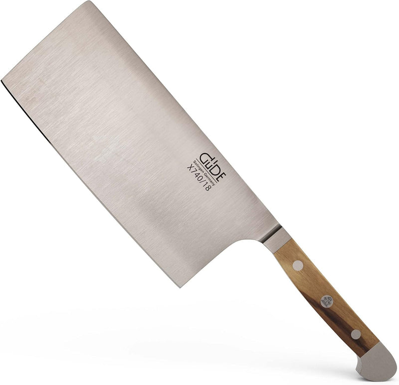 Güde Alpha Olive Series - 7" / 14.1 oz. Forged Double Bolster Cleaver, Olive Wood Handle