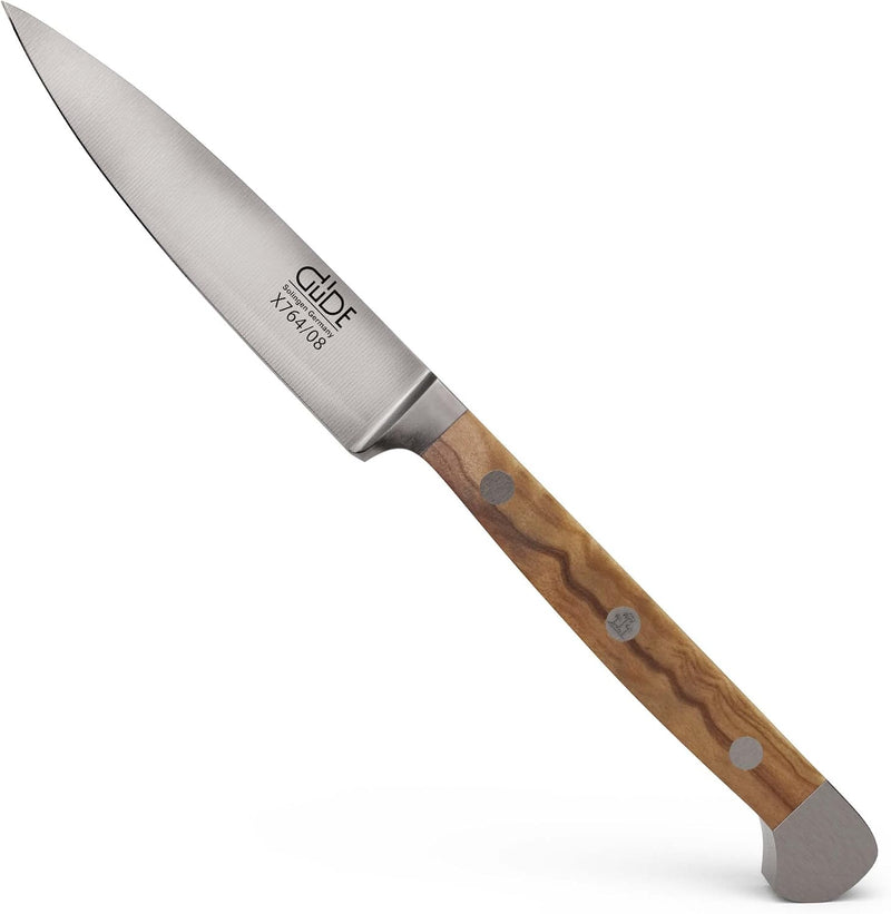 Güde Alpha Olive Series - 3" Forged Double Bolster Straight Paring Knife, Olive Wood Handle