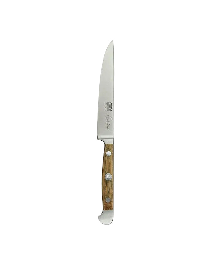 Güde Alpha Barrel Oak Series - 4 1/2" Forged Double Bolster Steak Knife, Oak Wood Handle