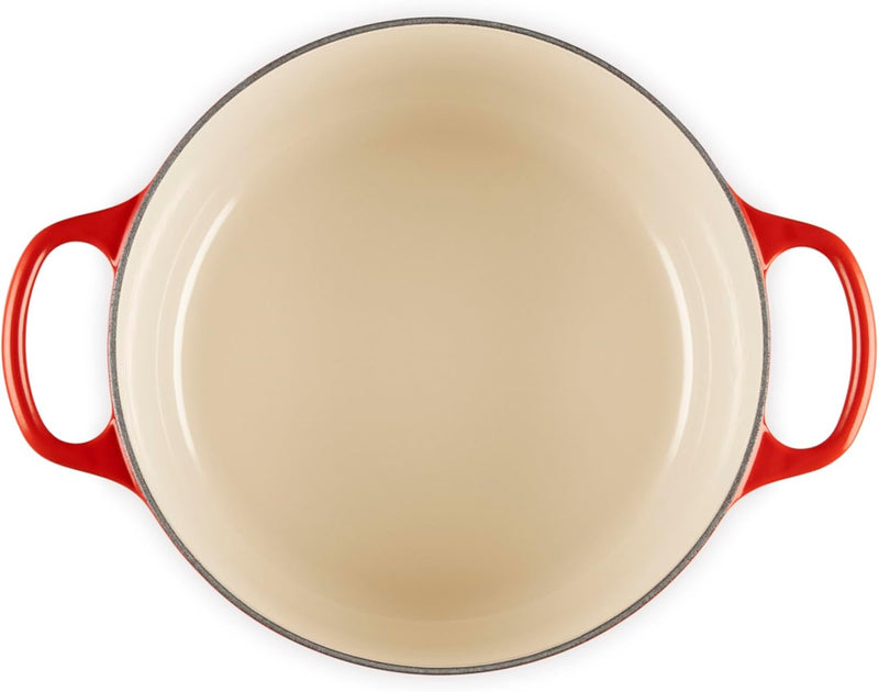Le Creuset 4 1/2 Qt. Enameled Cast Iron Round Dutch Oven w/Tree Embossed Lid & Gold Star Knob - Cerise