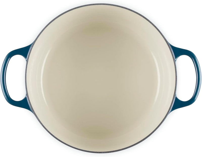 Le Creuset 4 1/2 Qt. Enameled Cast Iron Round Dutch Oven w/Tree Embossed Lid & Stainless Steel Star Knob - Nuit