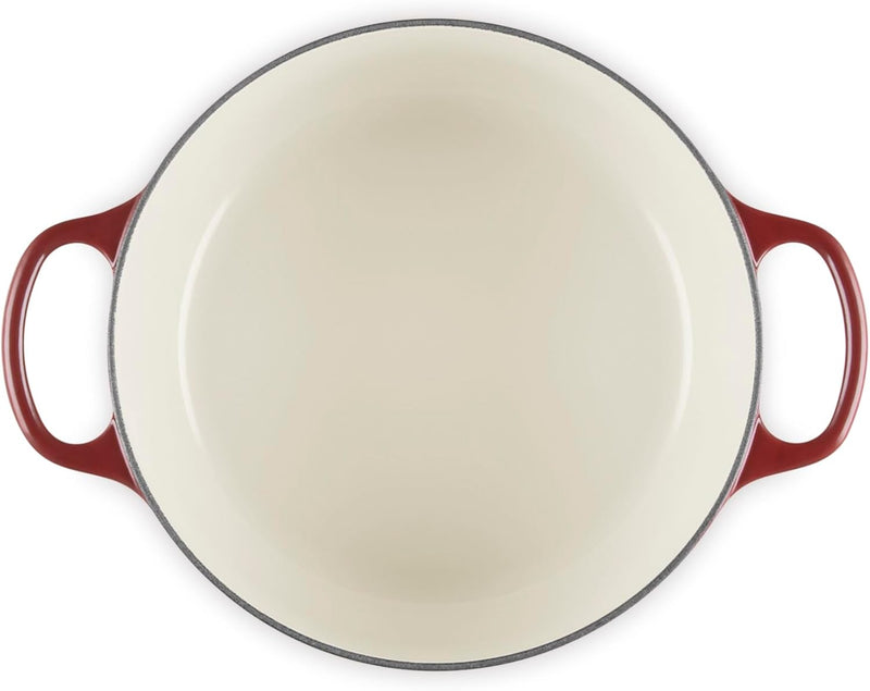 Le Creuset 4 1/2 Qt. Enameled Cast Iron Round Dutch Oven w/Tree Embossed Lid & Gold Star Knob - Garnet