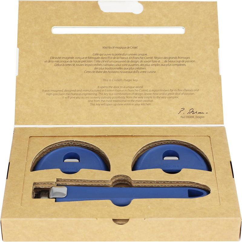 Cristel Mutine Removable Handle (New Shape) - Set of 1 Handle + 2 Side Handles - Blue