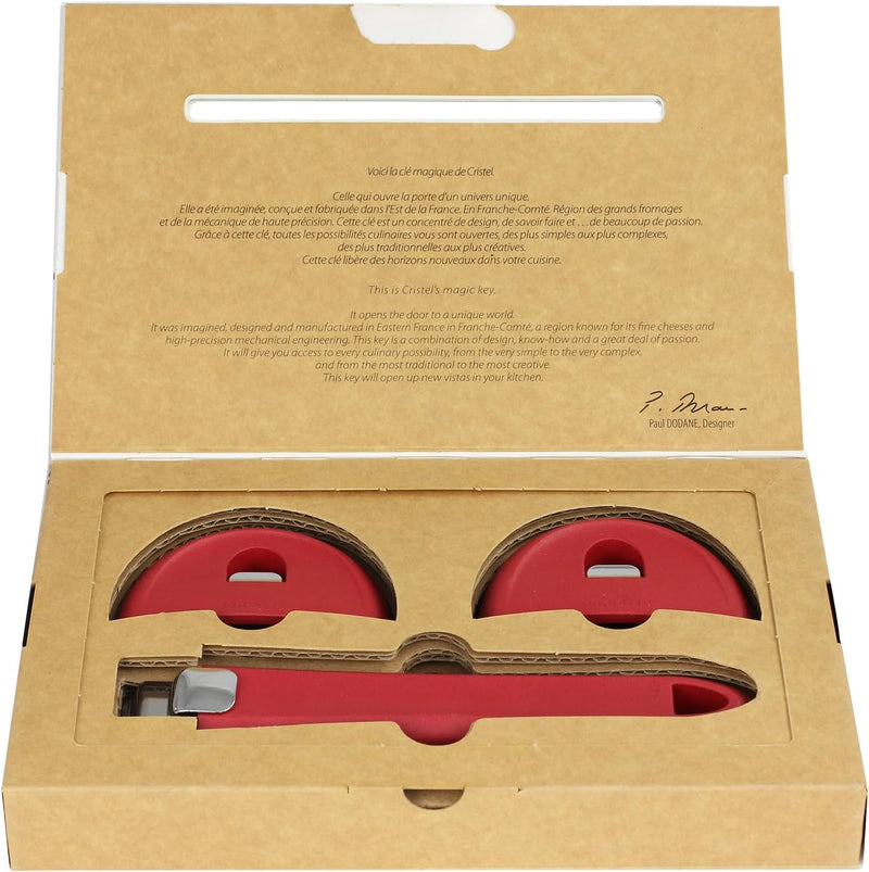 Cristel Mutine Removable Handle (New Shape) - Set of 1 Handle + 2 Side Handles - Raspberry