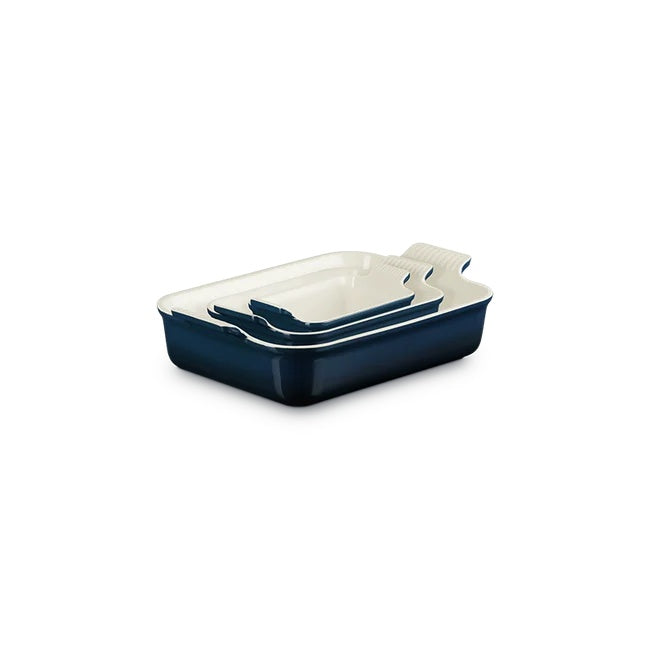 Le Creuset Set of 3  - Heritage Rectangular Dishes - Nuit