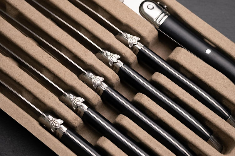 TB Laguiole Heritage 6 Pc. Steak Knife Set - Black Handle
