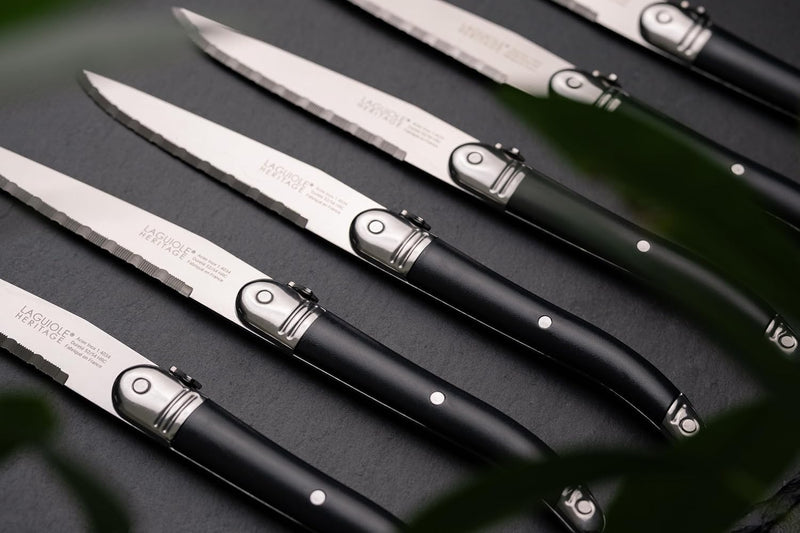 TB Laguiole Heritage 6 Pc. Steak Knife Set - Black Handle