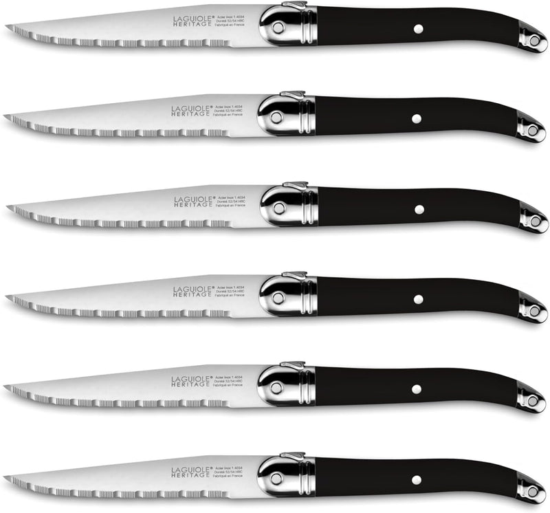 TB Laguiole Heritage 6 Pc. Steak Knife Set - Black Handle