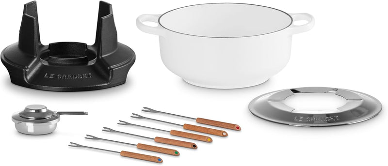 Le Creuset 2 1/2 Qt. Signature Enameled Cast Iron Alpine Fondue Set - White