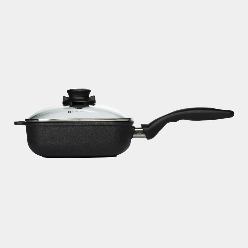 Swiss Diamond - 8" x 8"  XD+ Diamond Nonstick Induction Square Saute Pan w/Glass Lid